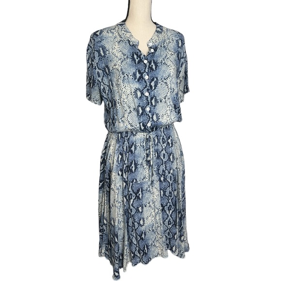 ePretty Blue Snake Print Fit n’ Flare Dress Size Large - Picture 5 of 11